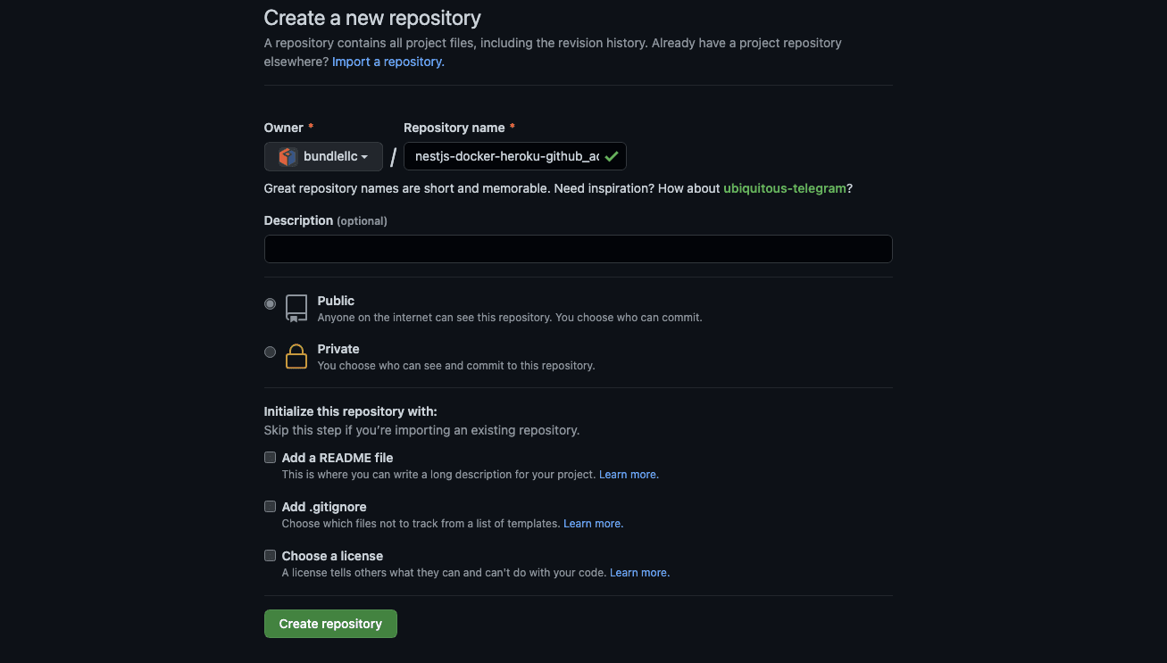 github create new repository